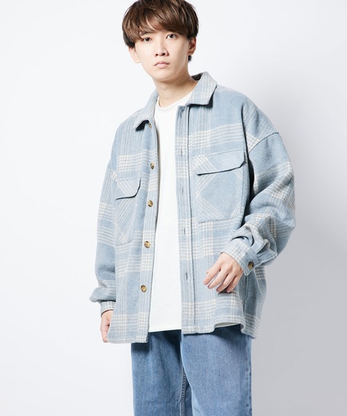 re_k by JUNRED（レクバイジュンレッド）の「re_k by JUNRED / チェックルーズCPOシャツブルゾン（シャツ/ブラウス・メンズ・サックスブルー/ブラック・M/S/L）」の8枚目の写真