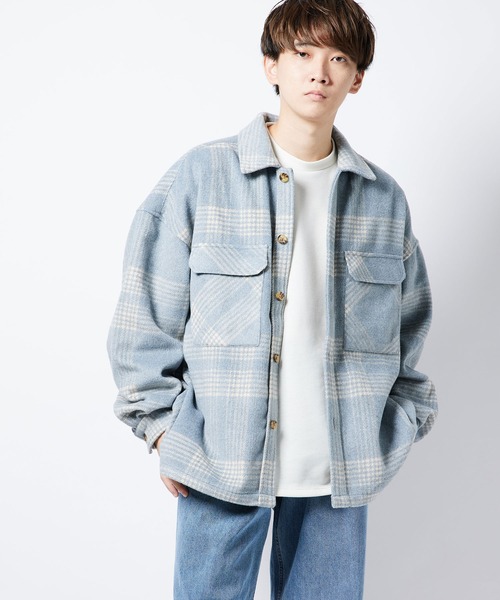 re_k by JUNRED（レクバイジュンレッド）の「re_k by JUNRED / チェックルーズCPOシャツブルゾン（シャツ/ブラウス・メンズ・サックスブルー/ブラック・M/S/L）」の9枚目の写真