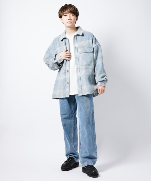 re_k by JUNRED（レクバイジュンレッド）の「re_k by JUNRED / チェックルーズCPOシャツブルゾン（シャツ/ブラウス・メンズ・サックスブルー/ブラック・M/S/L）」の10枚目の写真