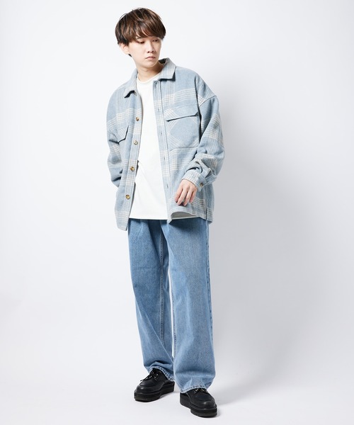 re_k by JUNRED（レクバイジュンレッド）の「re_k by JUNRED / チェックルーズCPOシャツブルゾン（シャツ/ブラウス・メンズ・サックスブルー/ブラック・M/S/L）」の11枚目の写真