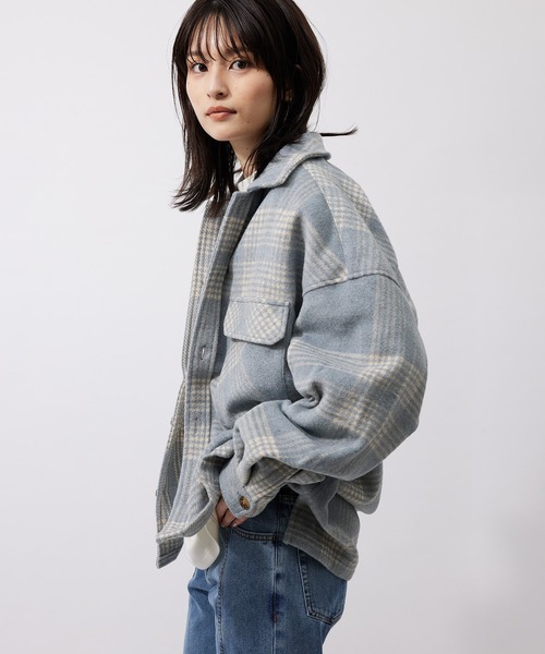 re_k by JUNRED（レクバイジュンレッド）の「re_k by JUNRED / チェックルーズCPOシャツブルゾン（シャツ/ブラウス・メンズ・サックスブルー/ブラック・M/S/L）」の16枚目の写真