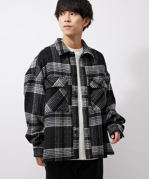 re_k by JUNRED（レクバイジュンレッド）の「re_k by JUNRED / チェックルーズCPOシャツブルゾン（シャツ/ブラウス・メンズ・サックスブルー/ブラック・M/S/L）」の18枚目の写真