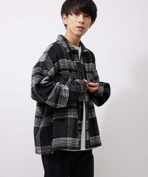 re_k by JUNRED（レクバイジュンレッド）の「re_k by JUNRED / チェックルーズCPOシャツブルゾン（シャツ/ブラウス・メンズ・サックスブルー/ブラック・M/S/L）」の19枚目の写真