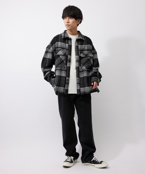 re_k by JUNRED（レクバイジュンレッド）の「re_k by JUNRED / チェックルーズCPOシャツブルゾン（シャツ/ブラウス・メンズ・サックスブルー/ブラック・M/S/L）」の20枚目の写真