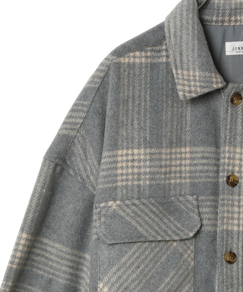 re_k by JUNRED（レクバイジュンレッド）の「re_k by JUNRED / チェックルーズCPOシャツブルゾン（シャツ/ブラウス・メンズ・サックスブルー/ブラック・M/S/L）」の22枚目の写真