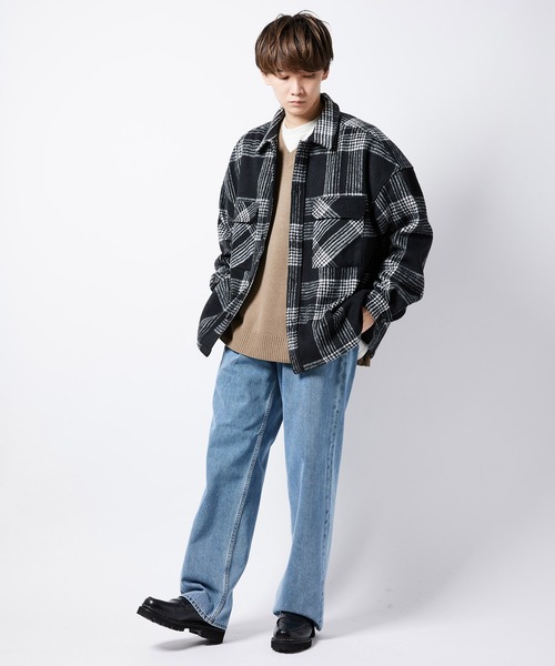 re_k by JUNRED（レクバイジュンレッド）の「re_k by JUNRED / チェックルーズCPOシャツブルゾン（シャツ/ブラウス・メンズ・サックスブルー/ブラック・M/S/L）」の7枚目の写真