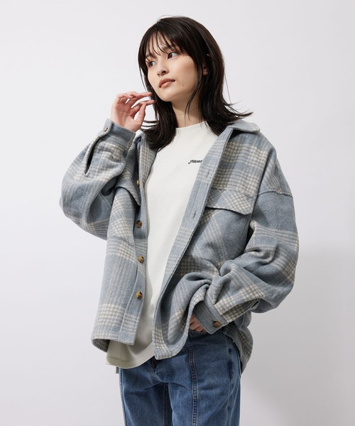 re_k by JUNRED（レクバイジュンレッド）の「re_k by JUNRED / チェックルーズCPOシャツブルゾン（シャツ/ブラウス・メンズ・サックスブルー/ブラック・M/S/L）」の15枚目の写真