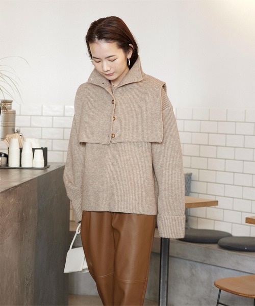 titivate（ティティベイト）の「前後2wayつけ襟付ニット（ニット/セーター・レディース・ベージュ/ネイビー/オフホワイト・S/M）」の17枚目の写真