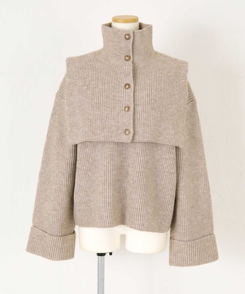 titivate（ティティベイト）の「前後2wayつけ襟付ニット（ニット/セーター・レディース・ベージュ/ネイビー/オフホワイト・S/M）」の5枚目の写真