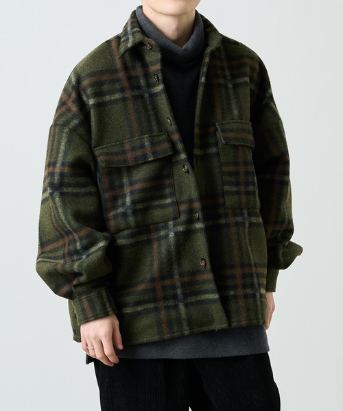 COLONY 2139（コロニートゥーワンスリーナイン）の「テックウールチェック柄CPOジャケット（カバーオール・メンズ・ブラック/ブラウン/グリーン・MEDIUM/LARGE/X-LARGE）」の3枚目の写真