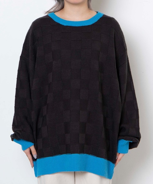DuKKah（デュカ）の「Dukkah/【低身長向け】ブロックチェックバイカラーニット（ニット/セーター・レディース・ブラック/アイボリー・X-SMALL）」の17枚目の写真