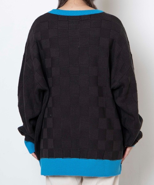 DuKKah（デュカ）の「Dukkah/【低身長向け】ブロックチェックバイカラーニット（ニット/セーター・レディース・ブラック/アイボリー・X-SMALL）」の13枚目の写真