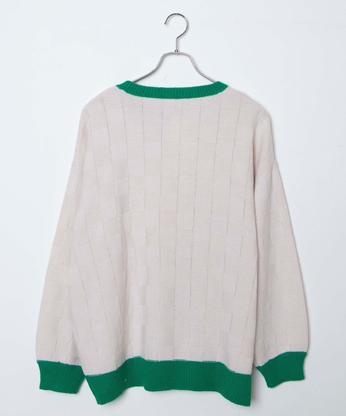 DuKKah（デュカ）の「Dukkah/【低身長向け】ブロックチェックバイカラーニット（ニット/セーター・レディース・ブラック/アイボリー・X-SMALL）」の7枚目の写真