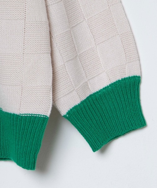 DuKKah（デュカ）の「Dukkah/【低身長向け】ブロックチェックバイカラーニット（ニット/セーター・レディース・ブラック/アイボリー・X-SMALL）」の5枚目の写真