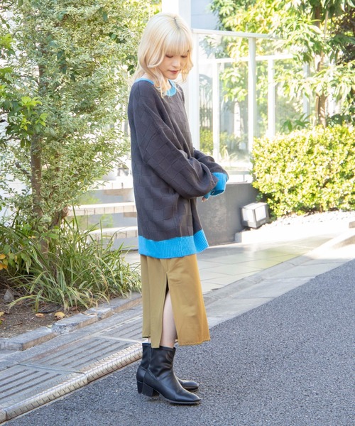 DuKKah（デュカ）の「Dukkah/【低身長向け】ブロックチェックバイカラーニット（ニット/セーター・レディース・ブラック/アイボリー・X-SMALL）」の14枚目の写真