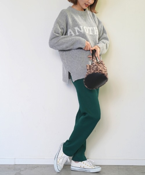 Futier land（フューティアランド）の「ウエストタックニットパンツ（その他パンツ・レディース・グレイッシュベージュ/チャコールグレー/ブラック/グリーン・FREE）」の5枚目の写真