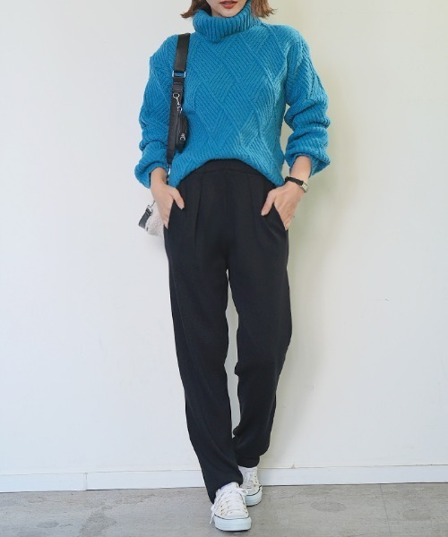 Futier land（フューティアランド）の「ウエストタックニットパンツ（その他パンツ・レディース・グレイッシュベージュ/チャコールグレー/ブラック/グリーン・FREE）」の20枚目の写真