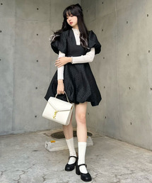 titty＆Co. PETIT by poyo | 【ファッションインフルエンサーPOYO×titty&Co.PETIT 】フクレジャガードバルーンワンピース(ワンピース)