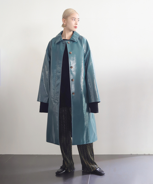 CITYSHOP(シティーショップ)の「FAUX LEATHER コート(ステンカラーコート・レディース・ベージュ/サックスブルー・38/36)」の12枚目の写真