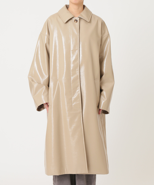 CITYSHOP(シティーショップ)の「FAUX LEATHER コート(ステンカラーコート・レディース・ベージュ/サックスブルー・38/36)」の13枚目の写真