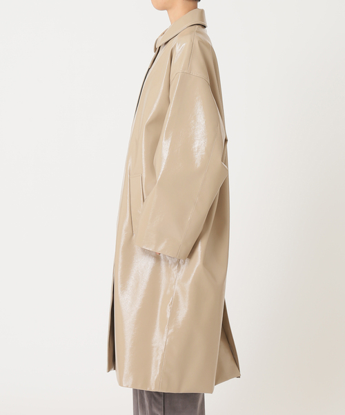CITYSHOP(シティーショップ)の「FAUX LEATHER コート(ステンカラーコート・レディース・ベージュ/サックスブルー・38/36)」の14枚目の写真