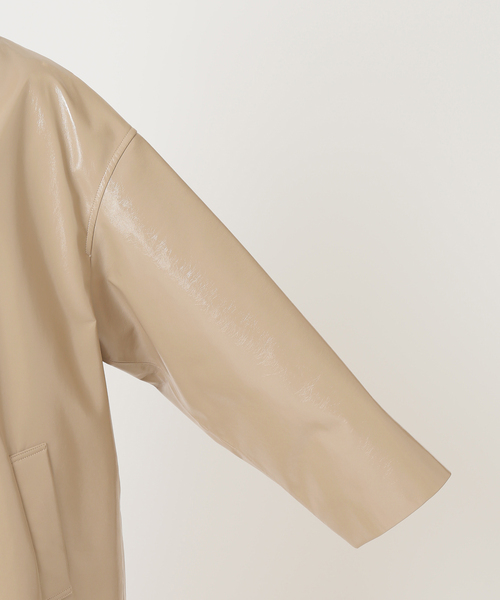 CITYSHOP(シティーショップ)の「FAUX LEATHER コート(ステンカラーコート・レディース・ベージュ/サックスブルー・38/36)」の18枚目の写真