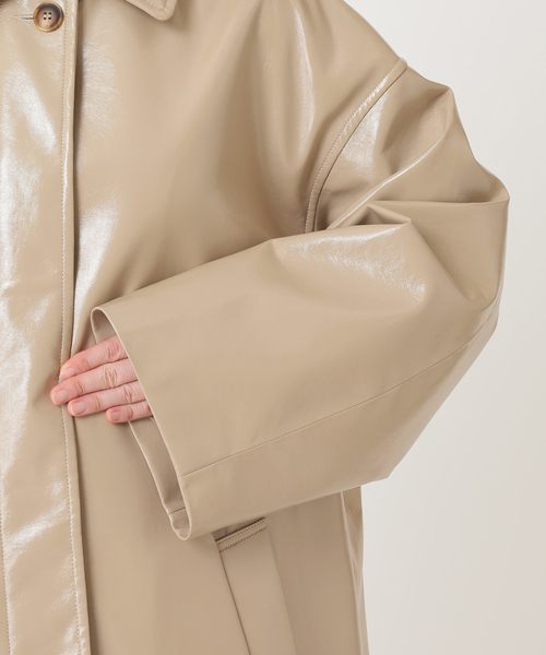 CITYSHOP(シティーショップ)の「FAUX LEATHER コート(ステンカラーコート・レディース・ベージュ/サックスブルー・38/36)」の19枚目の写真