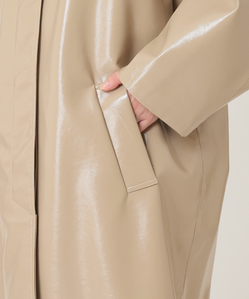 CITYSHOP(シティーショップ)の「FAUX LEATHER コート(ステンカラーコート・レディース・ベージュ/サックスブルー・38/36)」の21枚目の写真