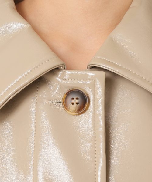 CITYSHOP(シティーショップ)の「FAUX LEATHER コート(ステンカラーコート・レディース・ベージュ/サックスブルー・38/36)」の22枚目の写真