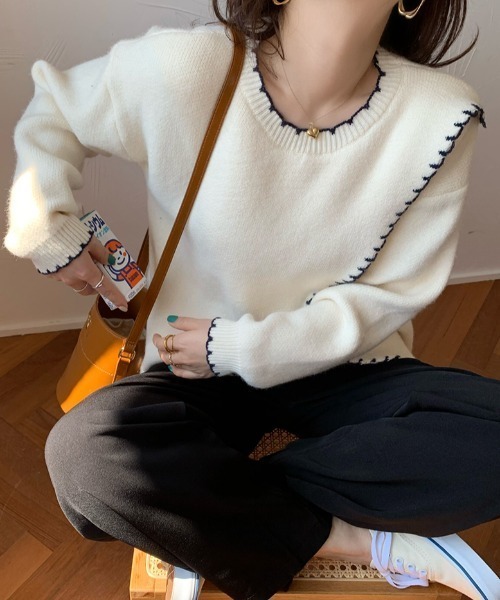 .KOM（ドットコム）の「A'GEM/9 × .kom『.kom/ドットケーオーエム』デザイン ニット/セーター（ニット/セーター・レディース・ベージュ/アイボリー/ボルドー・FREE）」の16枚目の写真