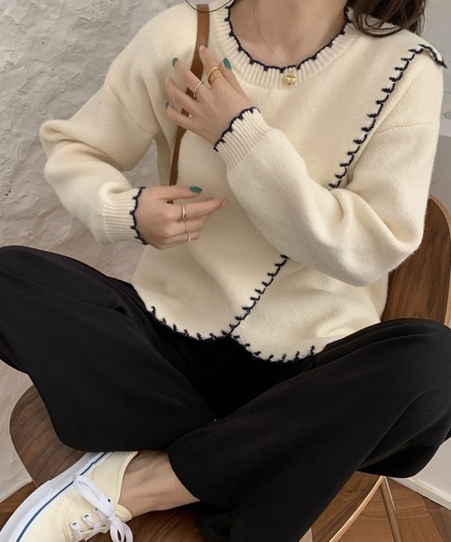 .KOM（ドットコム）の「A'GEM/9 × .kom『.kom/ドットケーオーエム』デザイン ニット/セーター（ニット/セーター・レディース・ベージュ/アイボリー/ボルドー・FREE）」の22枚目の写真