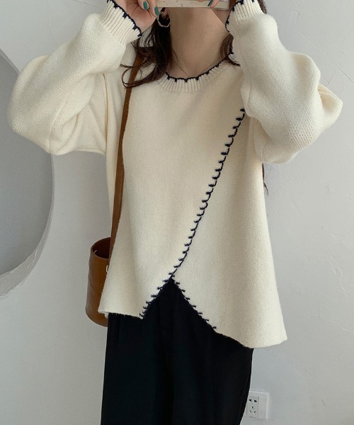 .KOM（ドットコム）の「A'GEM/9 × .kom『.kom/ドットケーオーエム』デザイン ニット/セーター（ニット/セーター・レディース・ベージュ/アイボリー/ボルドー・FREE）」の18枚目の写真