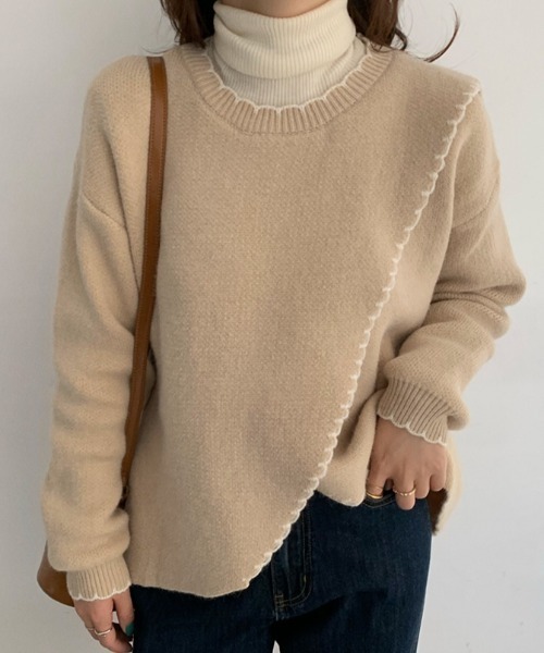.KOM（ドットコム）の「A'GEM/9 × .kom『.kom/ドットケーオーエム』デザイン ニット/セーター（ニット/セーター・レディース・ベージュ/アイボリー/ボルドー・FREE）」の19枚目の写真