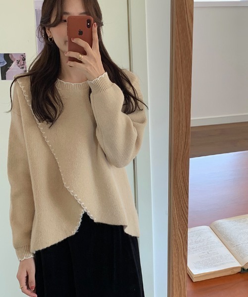 .KOM（ドットコム）の「A'GEM/9 × .kom『.kom/ドットケーオーエム』デザイン ニット/セーター（ニット/セーター・レディース・ベージュ/アイボリー/ボルドー・FREE）」の13枚目の写真