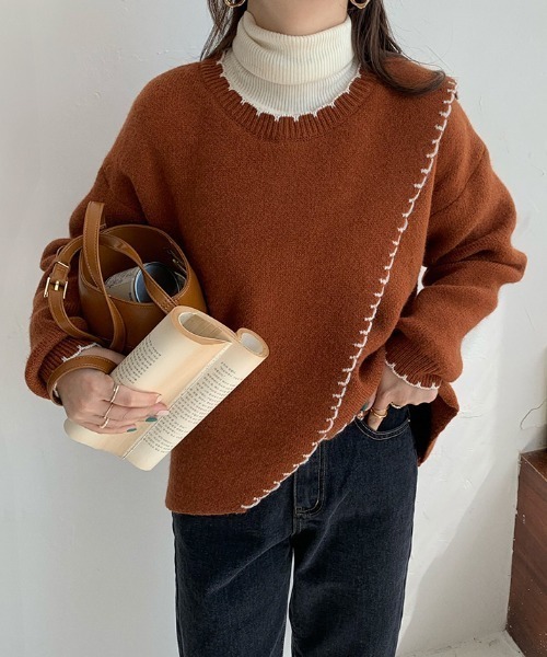 .KOM（ドットコム）の「A'GEM/9 × .kom『.kom/ドットケーオーエム』デザイン ニット/セーター（ニット/セーター・レディース・ベージュ/アイボリー/ボルドー・FREE）」の21枚目の写真