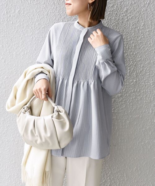 最終値下げです★完売品★ホワイトブラウス セール】*〈手洗い可能/イージーケア〉ピンタックサッカー