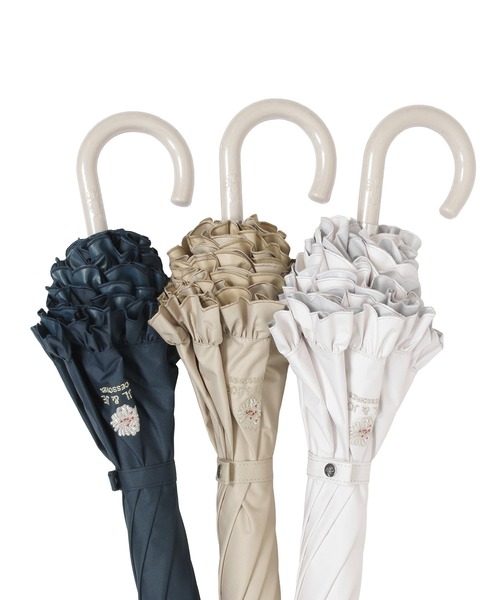 PAUL&JOE（ポールアンドジョー）の「【新色追加】一級遮光 晴雨兼用日傘 ”クリザンテーム×スカラフリル”（長傘・レディース・ネイビー/オフホワイト/オレンジ系その他2/ベージュ・FREE）」の11枚目の写真