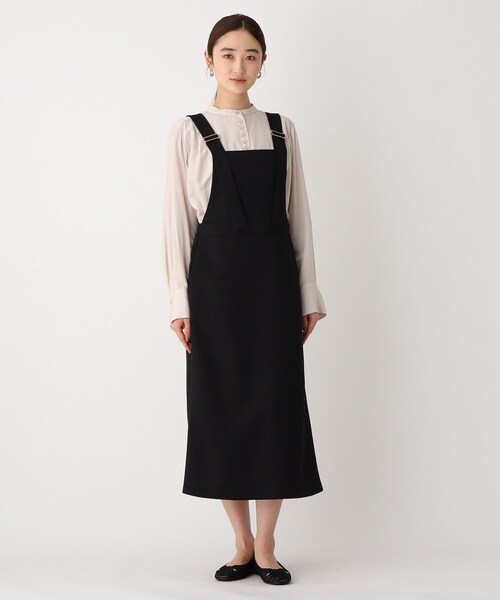 OPAQUE.CLIP（オペークドットクリップ）の「◆ツイルジャンパースカート【WEB限定サイズ】（スカート・レディース・ブラック/オフホワイト・42/38/40）」の3枚目の写真