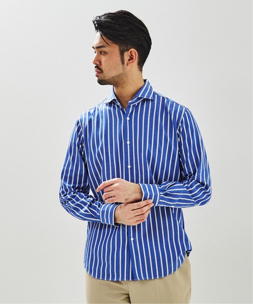 EDIFICE SELECT(エディフィスセレクト)の「マルチストライプ カッタウェイ シャツ(シャツ/ブラウス・メンズ・ベージュ/ブルー系その他/ブルー・SMALL/MEDIUM/LARGE/X-LARGE)」の4枚目の写真