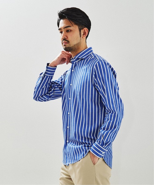 EDIFICE SELECT(エディフィスセレクト)の「マルチストライプ カッタウェイ シャツ(シャツ/ブラウス・メンズ・ベージュ/ブルー系その他/ブルー・SMALL/MEDIUM/LARGE/X-LARGE)」の9枚目の写真