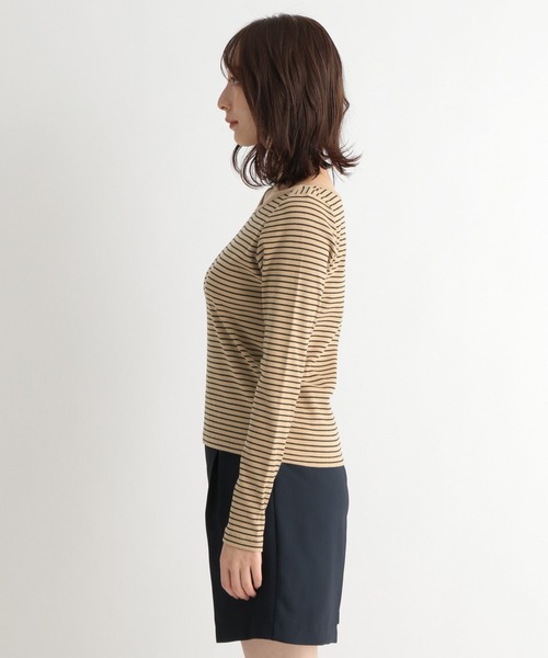 Andemiu（アンデミュウ）の「テレコボーダーＶネックＬＳ272902（Tシャツ/カットソー・レディース・ホワイト/ブラック/ブラウン・FREE）」の16枚目の写真