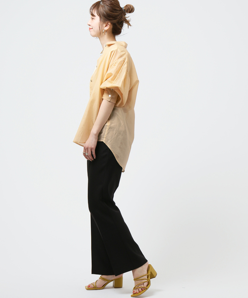 Simplicite（サンプリシテ）の「コットンシルクシアーシャツ（シャツ/ブラウス・レディース・ベージュ/ネイビー/ブラウン/オレンジ・FREE）」の12枚目の写真