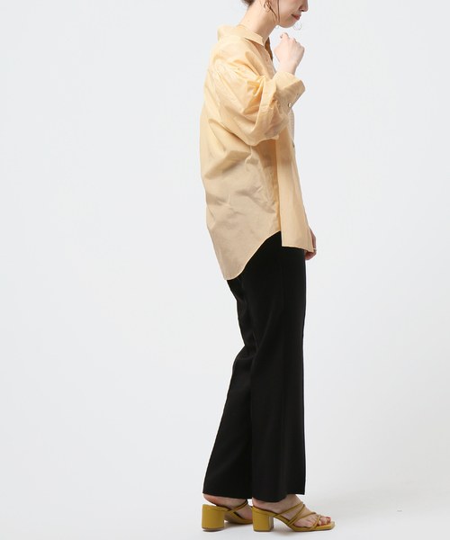 Simplicite（サンプリシテ）の「コットンシルクシアーシャツ（シャツ/ブラウス・レディース・ベージュ/ネイビー/ブラウン/オレンジ・FREE）」の14枚目の写真