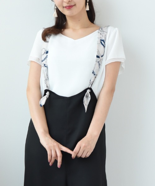 INTERPLANET（インタープラネット）の「【ＷＥＢ限定】チェーンプリントサロペット（サロペット/オーバーオール・レディース・ブラック/ベージュ/カーキ・FREE）」の2枚目の写真