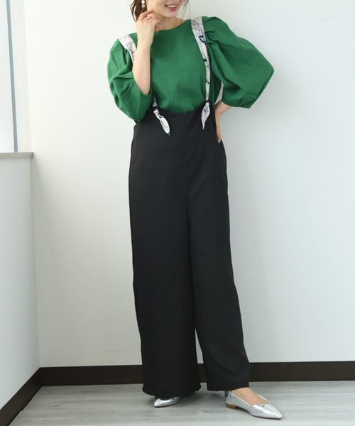 INTERPLANET（インタープラネット）の「【ＷＥＢ限定】チェーンプリントサロペット（サロペット/オーバーオール・レディース・ブラック/ベージュ/カーキ・FREE）」の11枚目の写真