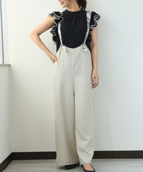 INTERPLANET（インタープラネット）の「【ＷＥＢ限定】チェーンプリントサロペット（サロペット/オーバーオール・レディース・ブラック/ベージュ/カーキ・FREE）」の21枚目の写真