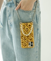 mystic | Lara キルティングスマホショルダー (iphone12/12pro対応)(スマホケース/カバー)