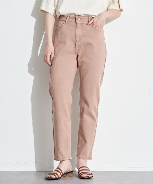 earth music&ecology（アースミュージックアンドエコロジー）の「ピグメントダイデニムパンツ（デニムパンツ・レディース・オリーブ/ライトグレー/チャコールグレー/ピンクベージュ・S/L/M）」の4枚目の写真