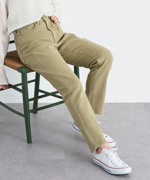 earth music&ecology（アースミュージックアンドエコロジー）の「ピグメントダイデニムパンツ（デニムパンツ・レディース・オリーブ/ライトグレー/チャコールグレー/ピンクベージュ・S/L/M）」の3枚目の写真