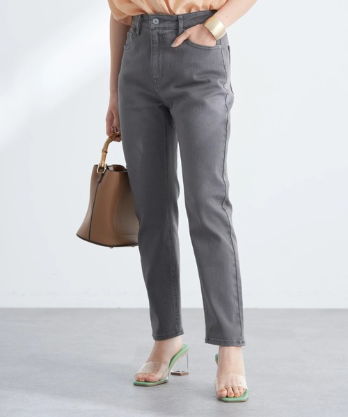 earth music&ecology（アースミュージックアンドエコロジー）の「ピグメントダイデニムパンツ（デニムパンツ・レディース・オリーブ/ライトグレー/チャコールグレー/ピンクベージュ・S/L/M）」の2枚目の写真